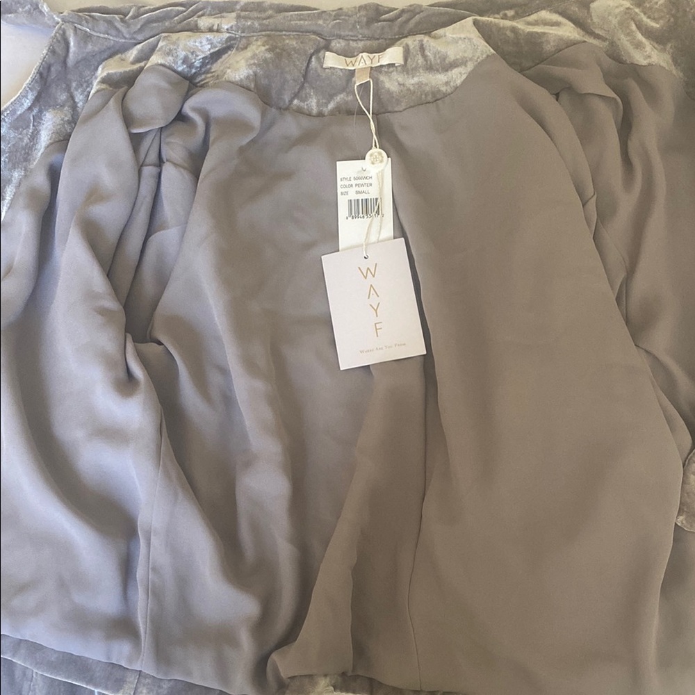 WAYF Gray Velvet Jacket